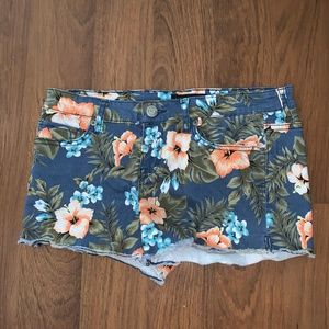 Flower Print Denim Shorts